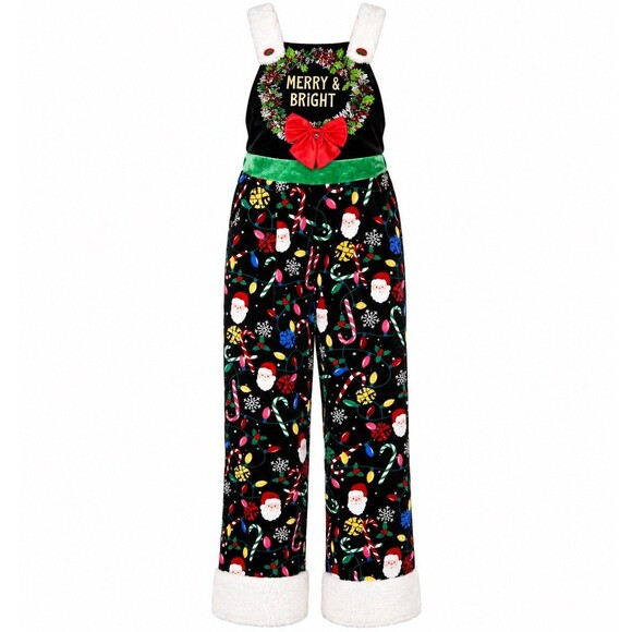No Boundaries Pants - No Boundaries Christmas Velour Jumpsuit Women's XL Santa Holiday Overalls NEW